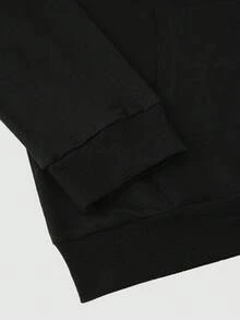 Manfinity Homme 男士眼睛圖案袋鼠口袋抽繩連帽衫 - 黑色 - 查看 5