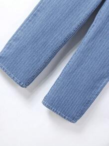 Teen Girl Striped Print Straight Leg Jeans - Medium Wash - View 5