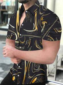 Manfinity LEGND 男士波點圖案襯衫 - 黑色 - 查看 2