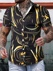 Manfinity LEGND 男士波點圖案襯衫 - 黑色 - 查看 1