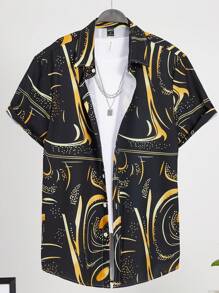 Manfinity LEGND 男士波點圖案襯衫 - 黑色 - 查看 5