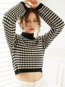 Knit Mix Elegant Striped V Neck Short Sleeve Knit Dress, Summer Spring Office Wear, Slim Fit Color Block Design, Random Pattern Print Back To School Fall Women Clothes Autumn - Black and White - View 4