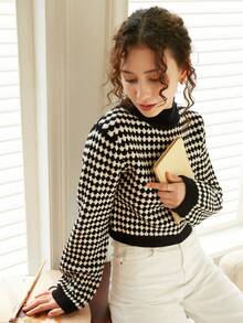 Knit Mix Elegant Striped V Neck Short Sleeve Knit Dress, Summer Spring Office Wear, Slim Fit Color Block Design, Random Pattern Print Back To School Fall Women Clothes Autumn - Black and White - View 5