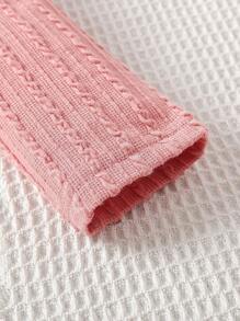 SHEIN Tween Girl Letter Patched Detail Mock Neck Crop Tee & Tank Dress - Pink - View 4