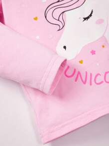 Cozy Pixies Baby Girl Unicorn Print Mesh Ruffle Trim Tee
