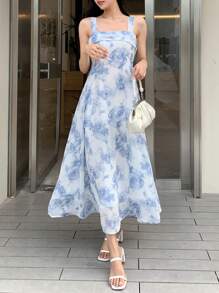 DAZY Váy Cami in hoa trang phục du thuyền cho nữ - Xanh và trắng - Xem 1