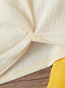 SHEIN Cô gái Tween Viền xoay tròn Áo ba lỗ & Nếp gấp cao eo Quần - Nhiều màu - Xem 3