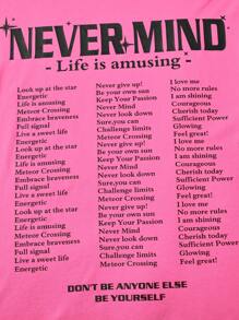 Muchica 標語圖案落肩T恤 - 玫紅色 - 查看 5