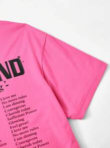 Muchica 標語圖案落肩T恤 - 玫紅色 - 查看 6