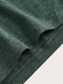 SHEIN BASICS Vestido camiseta unicolor - Verde Oscuro - Ver 4