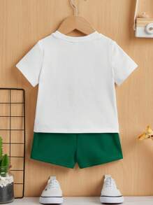 SHEIN 男嬰老虎印花T恤和短褲 - 彩色 - 查看 2