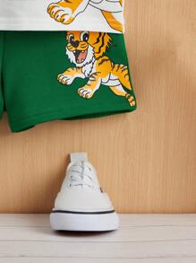 SHEIN 男嬰老虎印花T恤和短褲 - 彩色 - 查看 4