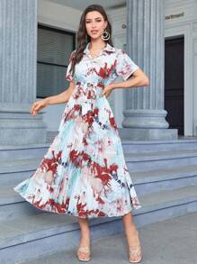 Seusyu Tie Dye Print Belted Shirt Dress - Multicolor - View 6