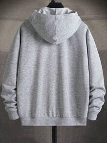 Manfinity RebelGame 鬆身男款字母印花拉鍊式下肩帽衫,不含t恤 - 淺灰色 - 查看 2