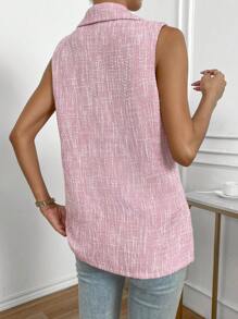 SHEIN Frenchy 西裝領單釦馬甲西裝外套 - 粉色 - 查看 2