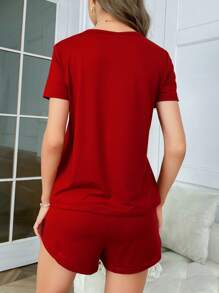 Snug Zone 标语及卡通图案睡衣套装/睡衣套装 - 紅色 - 查看 2