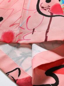 Manfinity 男士塗鴉圖案前紐扣襯衫 - 粉色 - 查看 3