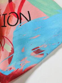 Manfinity 男士塗鴉圖案前紐扣襯衫 - 粉色 - 查看 5