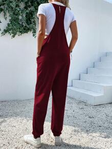 Breezaya Dual Pocket Cami Jumpsuit Without Tee - Burgundy - View 2