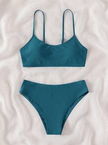 Swim Basics Teen Girl Solid Bikini Set Summer Beach