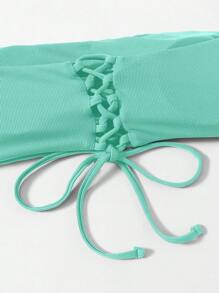 Plain Bandeau Bikini Set - Mint Green - View 6
