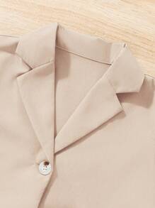 SHEIN Tween Girl Lapel Neck Blouse & Belted Wide Leg Cami Jumpsuit - Multicolor - View 4