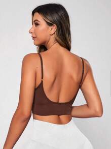Easithlete Solid Cami Sports Bra - Brown - View 2