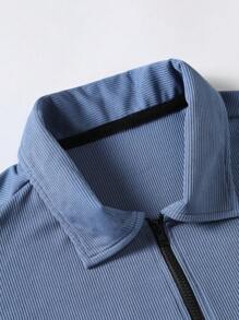 Manfinity Homme Men Letter Graphic Polo Shirt & Drawstring Waist Joggers - Dusty Blue - View 5