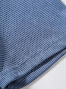 Manfinity Homme Men Letter Graphic Polo Shirt & Drawstring Waist Joggers - Dusty Blue - View 6