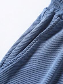 Manfinity Homme Men Letter Graphic Polo Shirt & Drawstring Waist Joggers - Dusty Blue - View 7