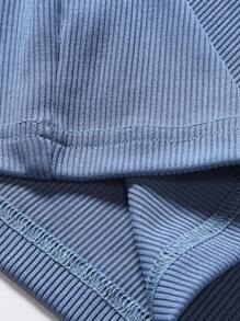 Manfinity Homme Men Letter Graphic Polo Shirt & Drawstring Waist Joggers - Dusty Blue - View 8