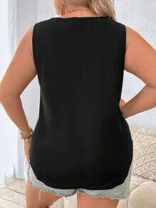 EMERY ROSE Plus Solid Tank Top - Black - View 2