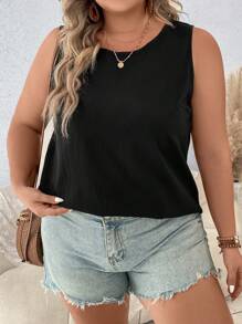 EMERY ROSE Plus Solid Tank Top - Black - View 4