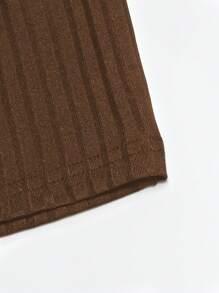 Manfinity Homme Men Solid Ribbed Knit Polo Shirt - Coffee Brown - View 5
