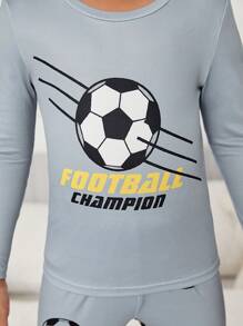 SHEIN Leap Crew 兒童足球&字母圖形貼身睡衣套裝 - 彩色 - 查看 7