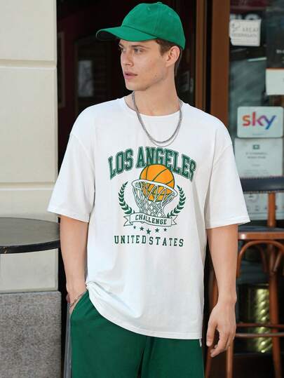 Guys Letter Graphic Drop Shoulder Tee