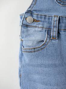 SHEIN 男小童破洞抽鬚補丁貼口袋背帶連身褲 - 淺色水洗藍 - 查看 5