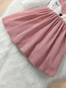 SHEIN Young Girl Cartoon Graphic Ruffle Trim 2 In 1 Dress & Bag - Multicolor - View 3