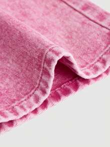 SHEIN Girlism Teen Girl Ripped Straight Leg Jeans - Hot Pink - View 3