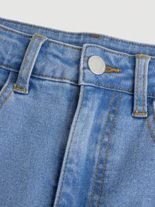 SHEIN Girlism Tween Girl Butterfly Print Ripped Flare Leg Jeans - Light Wash - View 4