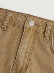 SHEIN Girlism Teen Girl Flap Pocket Denim Skirt