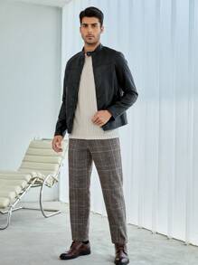 GENTILAND Men Zip Up PU Leather Jacket - Black - View 7