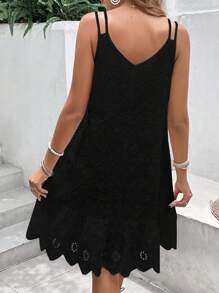SHEIN Frenchy Solid Ruffle Hem Cami Dress