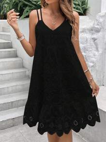 SHEIN Frenchy Solid Ruffle Hem Cami Dress