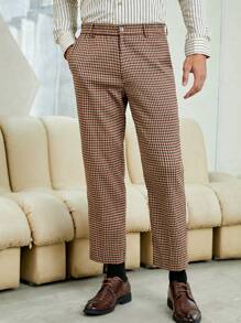 Manfinity NiteLyfe 男士格子圖案斜口袋西裝褲 - 彩色 - 查看 3