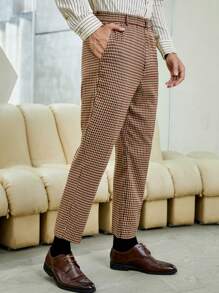 Manfinity NiteLyfe 男士格子圖案斜口袋西裝褲 - 彩色 - 查看 4