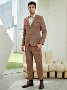 Manfinity NiteLyfe 男士格子圖案斜口袋西裝褲 - 彩色 - 查看 6