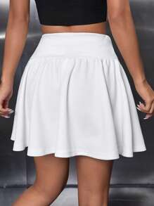 SHEIN PETITE Thắt lưng băng rộng Viền lấp lánh Váy - trắng - Xem 2