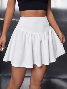 SHEIN PETITE Thắt lưng băng rộng Viền lấp lánh Váy - trắng - Xem 1
