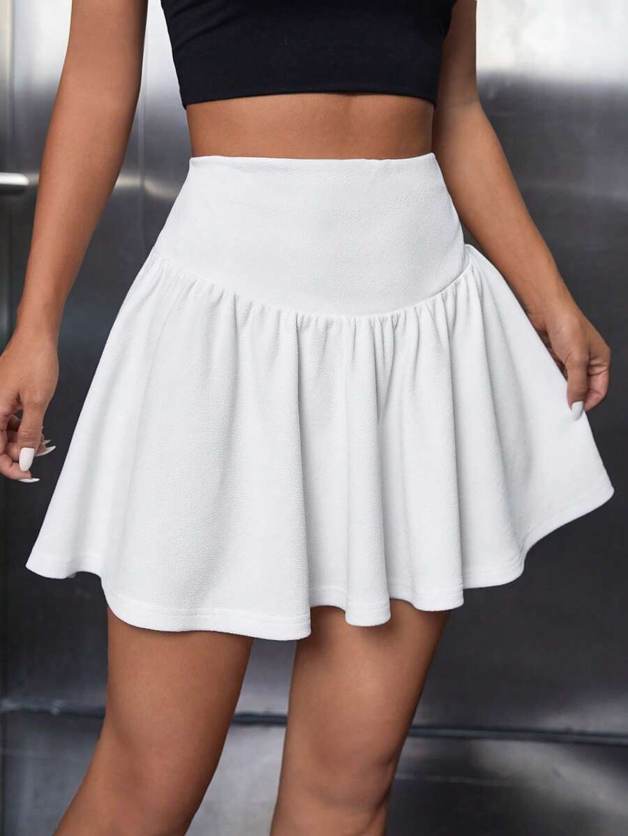 SHEIN PETITE Thắt lưng băng rộng Viền lấp lánh Váy - trắng - Xem 1